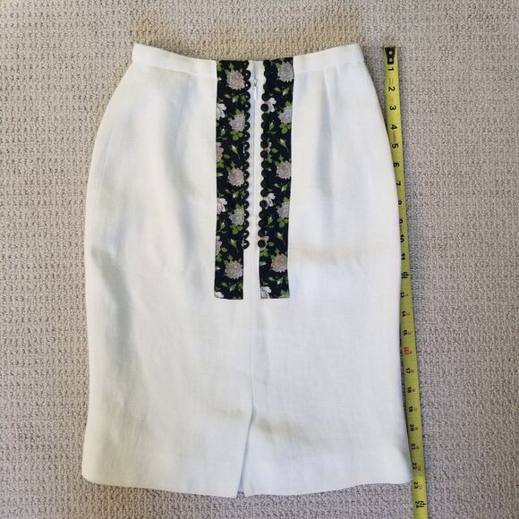 Dolce & Gabbana Pencil Skirt Womens IT Size 38 White Black Linen Lined Italy - Picture 13 of 15